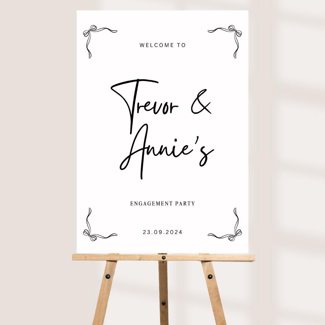 Personalised Engagement Party Welcome Board, Minimalist Couple Sign, Modern Script Engagement Foam Board, Custom Printed