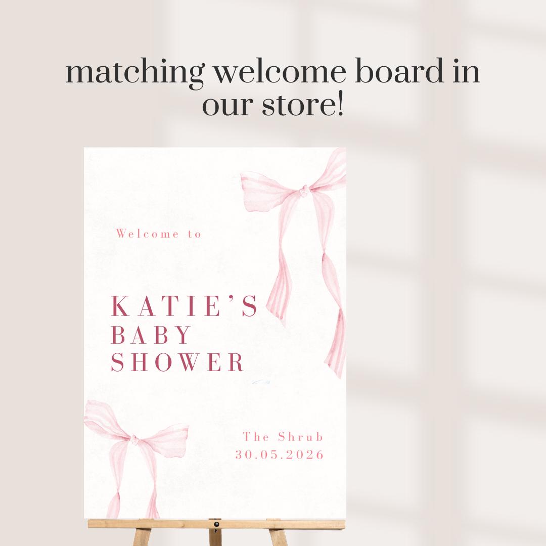 Personalised Pink Baby Shower Selfie Frame | Custom Baby Shower Photo Booth Frame | Pink Bow Baby Shower Prop | Baby Shower Decorations