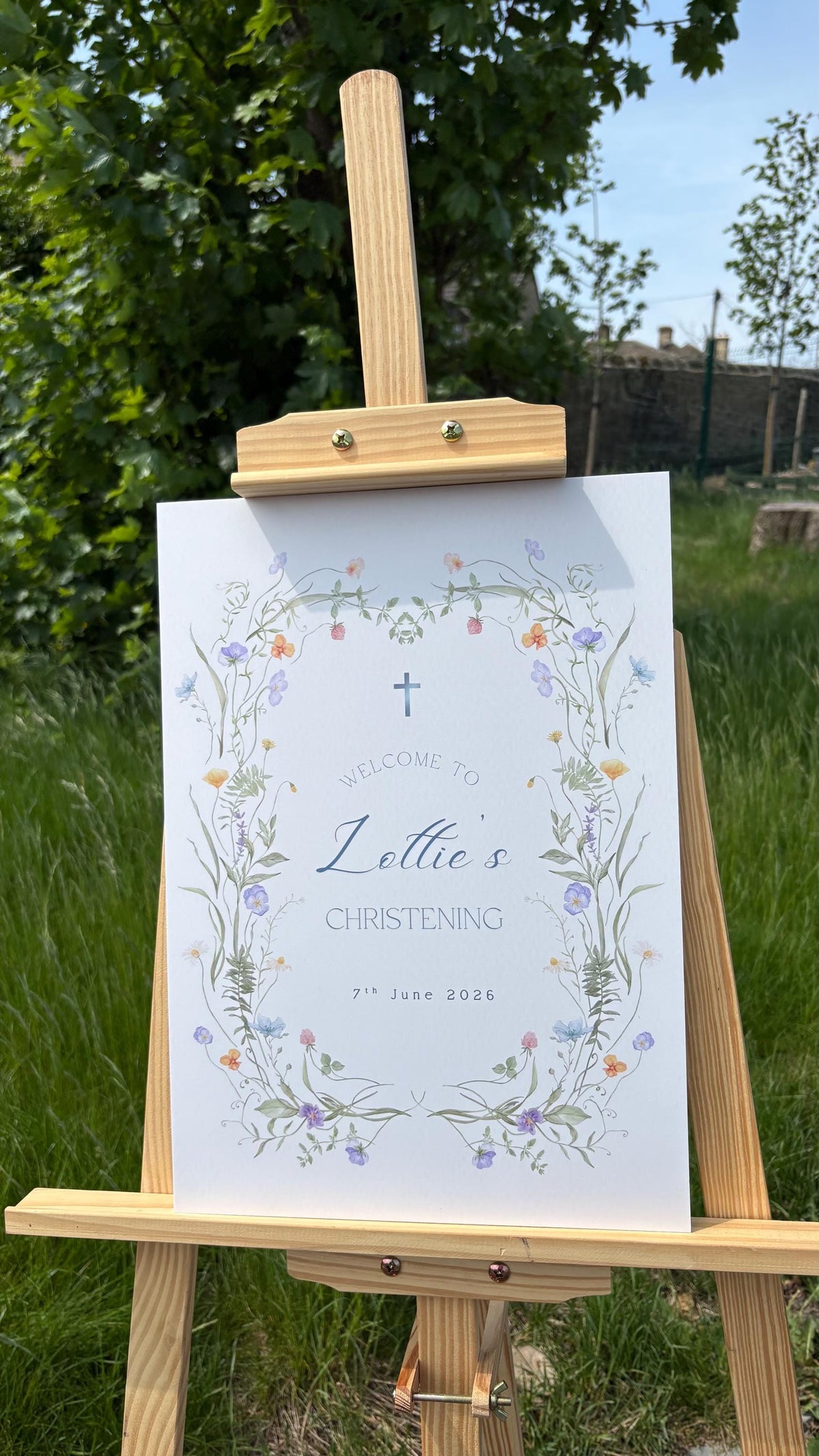 Personalised Printed Christening Welcome Board, Pink Arch Christening Sign, Floral Baptism Welcome Board, Botanical Christening Decor