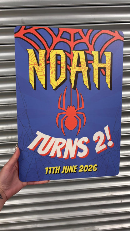Personalised Super Hero Birthday Welcome Board | Spider Theme Birthday Sign | Custom Birthday Party Board | Superhero Party Decorations