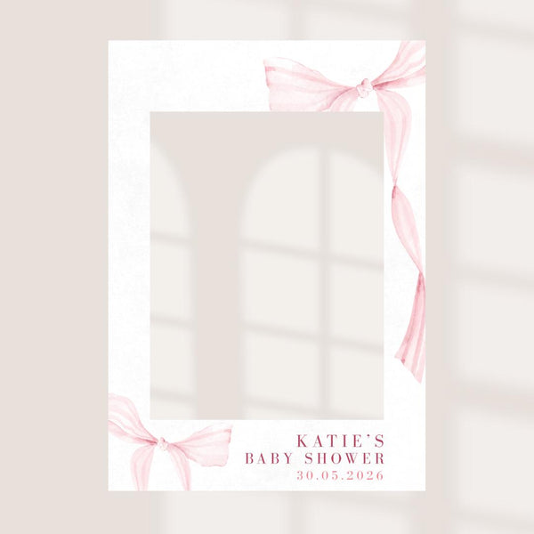 Personalised Pink Baby Shower Selfie Frame – Bow
