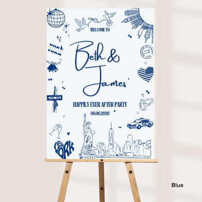 Personalised New York Wedding Welcome Sign – NYC