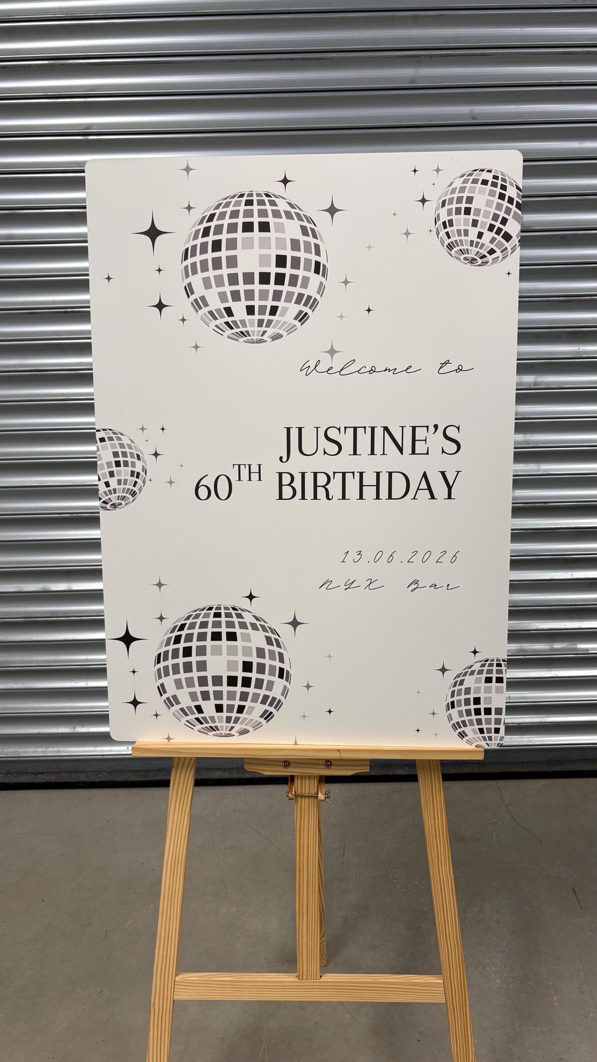 Personalised Disco Ball Birthday Welcome Board, 40th Birthday Party Sign, Custom Milestone Birthday Decor