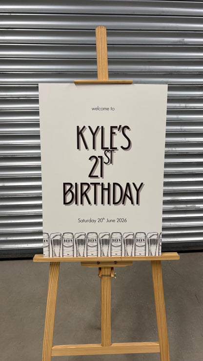 Personalised Birthday Welcome Sign | Beer Themed Party Board | Custom Name & Venue | Pub Party Décor | Matching Selfie Frame
