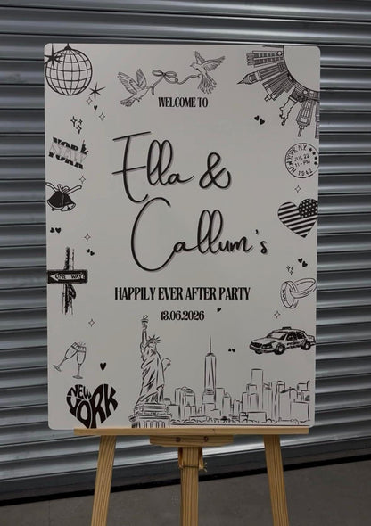Personalised New York Wedding Welcome Sign – NYC