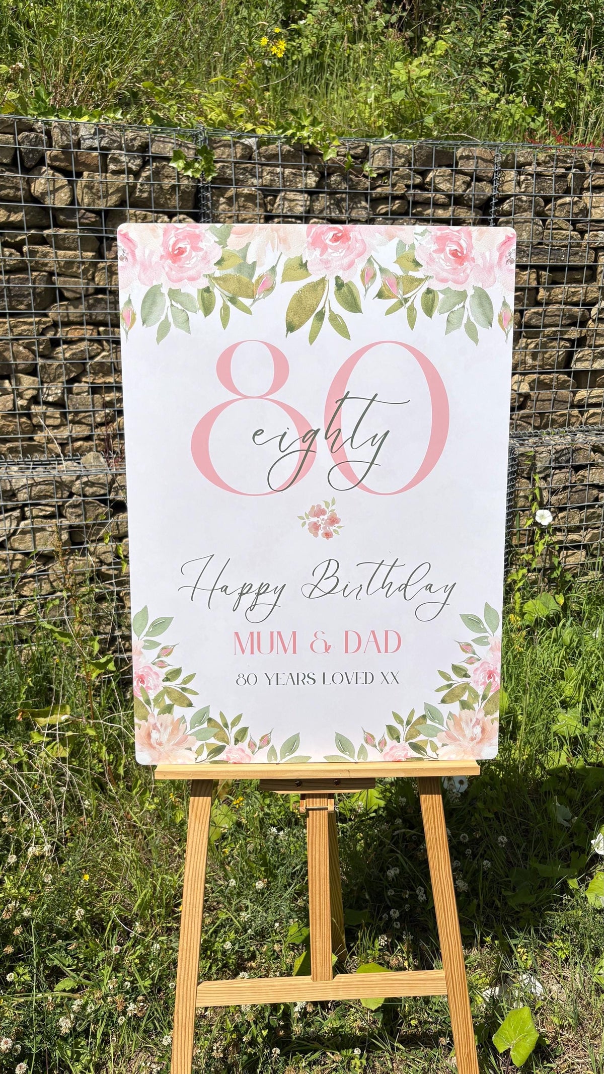 Personalised 80th Birthday Welcome Sign, Floral Birthday Party Board, Custom Milestone Birthday Decoration, Elegant Birthday Sign, Any Age