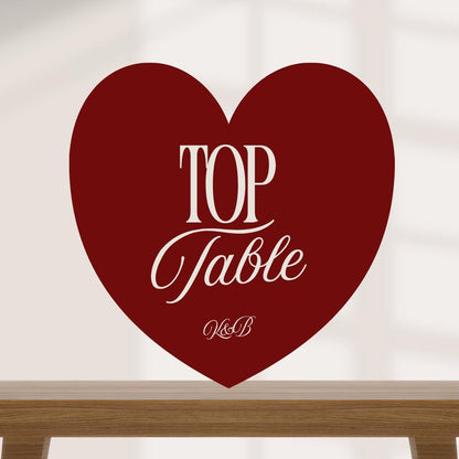 Personalised Heart Wedding Table Numbers | Custom Wedding Table Number Signs | Matching Wedding Signage | Custom Colour