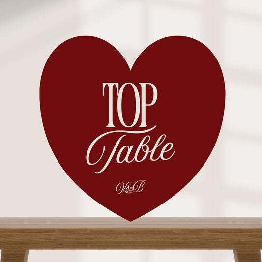 Personalised Heart Wedding Table Numbers | Custom Wedding Table Number Signs | Matching Wedding Signage | Custom Colour