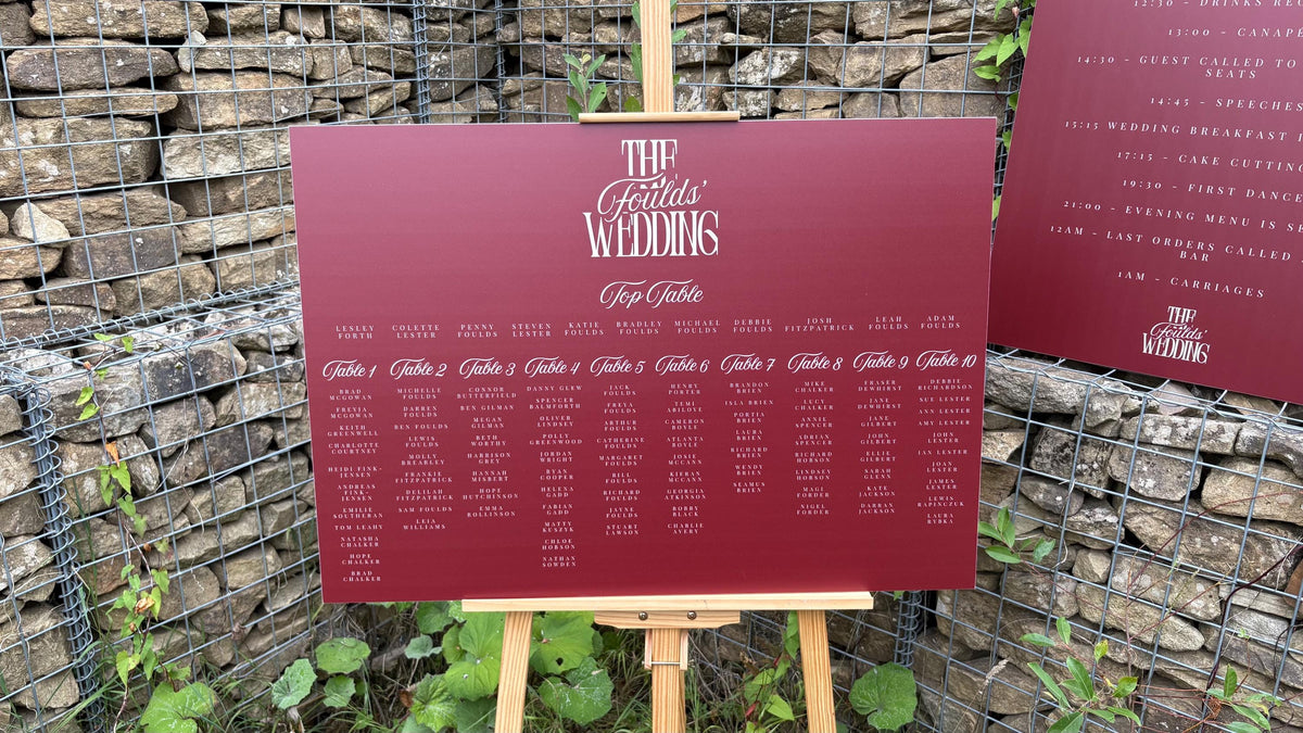 Personalised Wedding Seating Plan Board, Table Plan Sign, Custom Wedding Sign, Seating Chart A1 A2 A3 Landscape or Portrait x 3 Colours