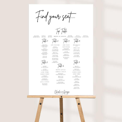 Wedding Seating Plan Board, Personalised Find Your Seat Sign, Minimalist Table Plan, Portrait or Landscape A1, A2, A3