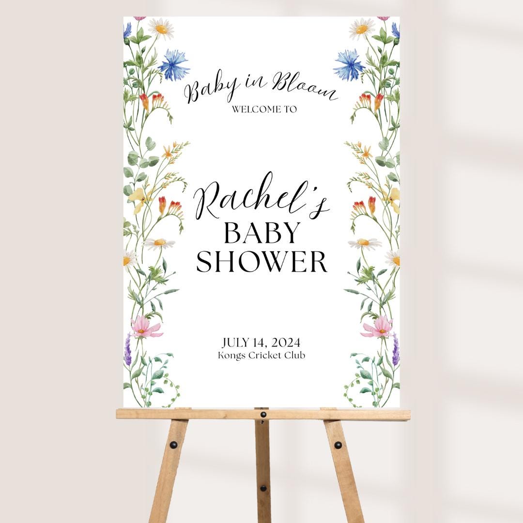 Personalised Baby in Bloom Welcome Board, Baby Shower Welcome Sign, Floral Baby Shower Sign, Custom Baby Shower Board