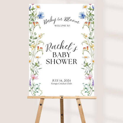 Personalised Baby in Bloom Welcome Board, Baby Shower Welcome Sign, Floral Baby Shower Sign, Custom Baby Shower Board