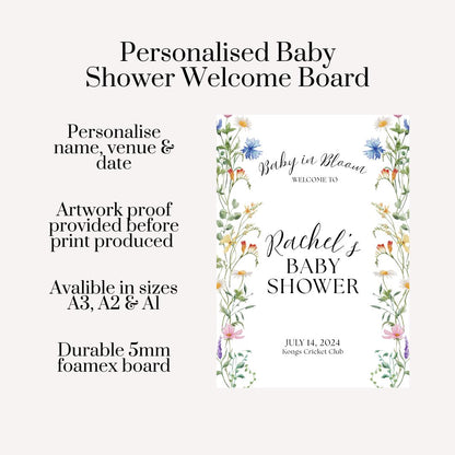 Personalised Baby in Bloom Welcome Board, Baby Shower Welcome Sign, Floral Baby Shower Sign, Custom Baby Shower Board