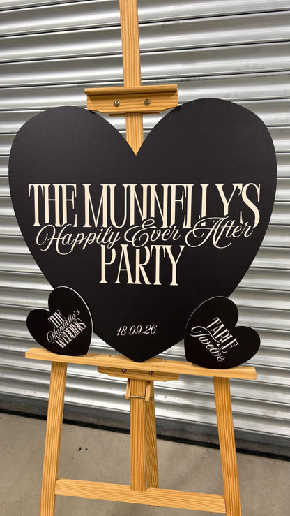 Personalised Heart Wedding Table Numbers | Custom Wedding Table Number Signs | Matching Wedding Signage | Custom Colour