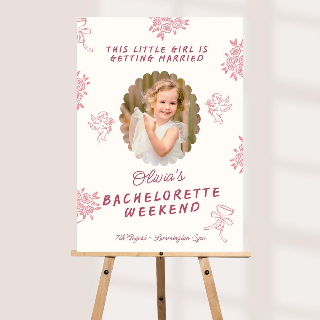 Personalised Hen Party Welcome Board with Childhood Photo | Bachelorette Party Sign | Bride to Be Hen Weekend Board | Cu