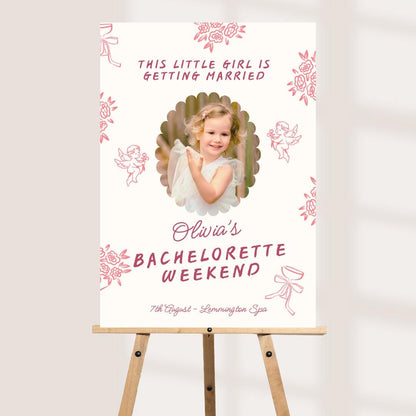 Personalised Hen Party Welcome Board with Childhood Photo | Bachelorette Party Sign | Bride to Be Hen Weekend Board | Cu