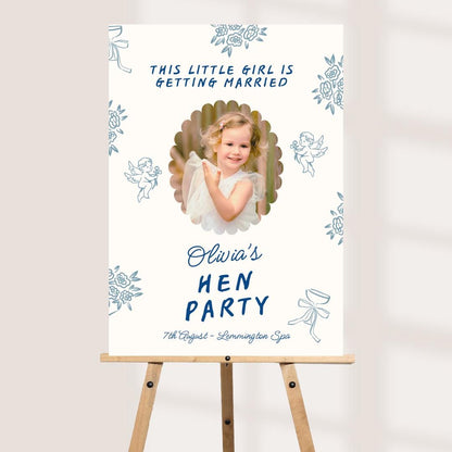 Personalised Hen Party Welcome Board with Childhood Photo | Bachelorette Party Sign | Bride to Be Hen Weekend Board | Custom Photo Sign