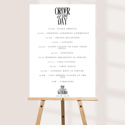 Wedding Order of the Day Sign, Personalised Timeline Board, Modern Wedding Schedule, Portrait or Landscape A1,A2,A3 x 3 Colours