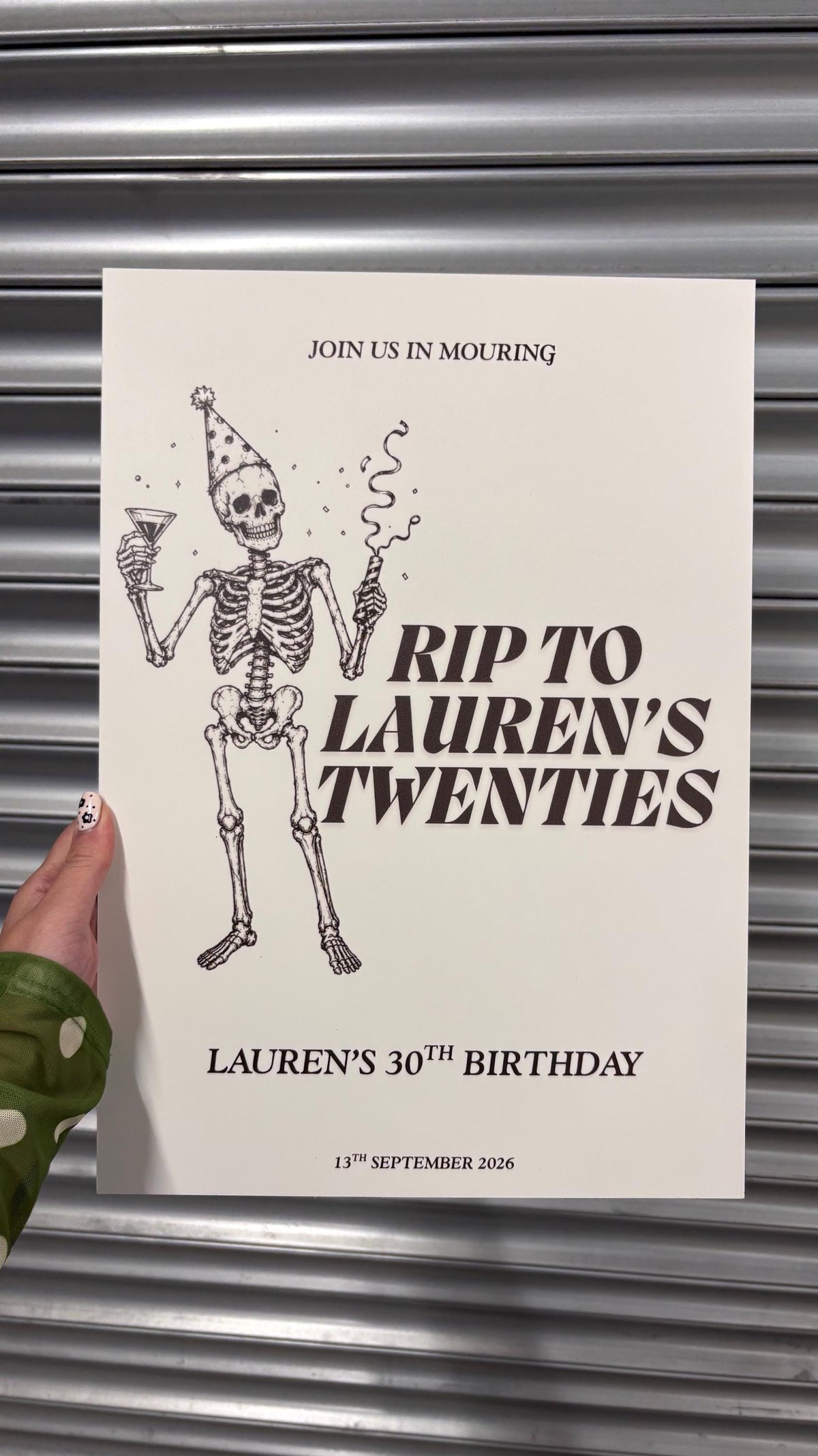 RIP Twenties 30th Birthday Welcome Board, Personalised Skeleton Party Sign, Funny Thirty Birthday Decor, Custom Name Venue Date Signage