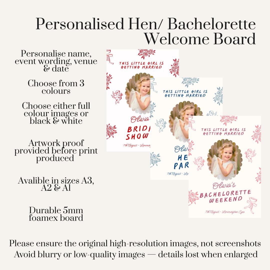 Personalised Hen Party Welcome Board with Childhood Photo | Bachelorette Party Sign | Bride to Be Hen Weekend Board | Custom Photo Sign