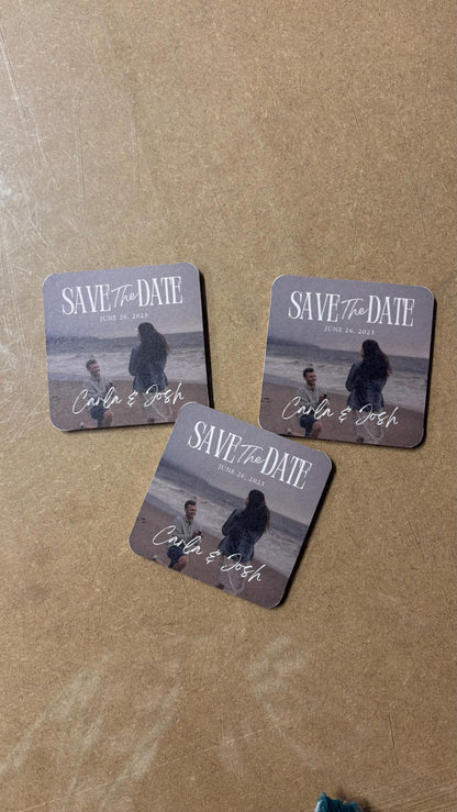 Save The Date Coasters, Personalised Photo Wedding Beer Mats, Custom Wedding Coasters, Engagement Announcement Favours