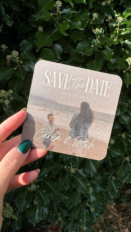 Save The Date Coasters, Personalised Photo Wedding Beer Mats, Custom Wedding Coasters, Engagement Announcement Favours