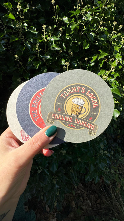 Personalised Pub Coasters, Custom Bar Beer Mats, Home Bar Gift, Funny Beer Coasters, Party Drink Mats