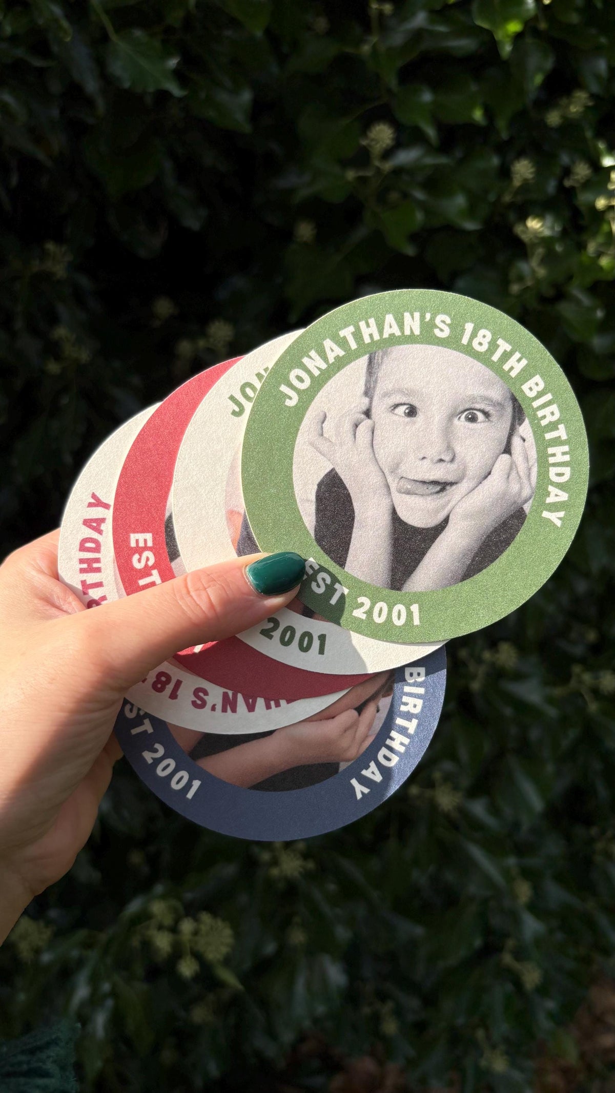 Photo Birthday Coasters, Personalised Birthday Beer Mats, Custom Party Coasters, 18th 21st 30th 40th 50th Birthday Favou
