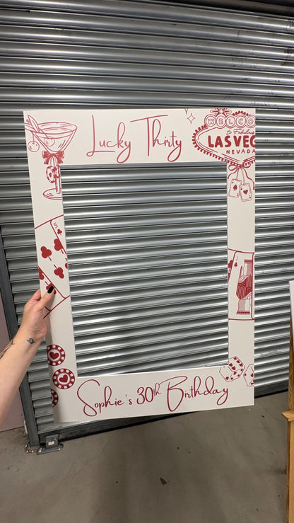 Personalised Vegas Selfie Frame, Casino Theme Photo Booth Frame, Birthday Party Selfie Frame, Las Vegas Party Prop, 18th 21st 30th 40th
