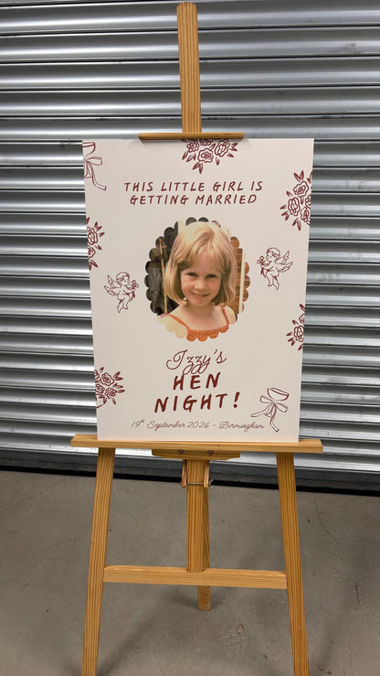 Personalised Hen Party Welcome Board with Childhood Photo | Bachelorette Party Sign | Bride to Be Hen Weekend Board | Custom Photo Sign