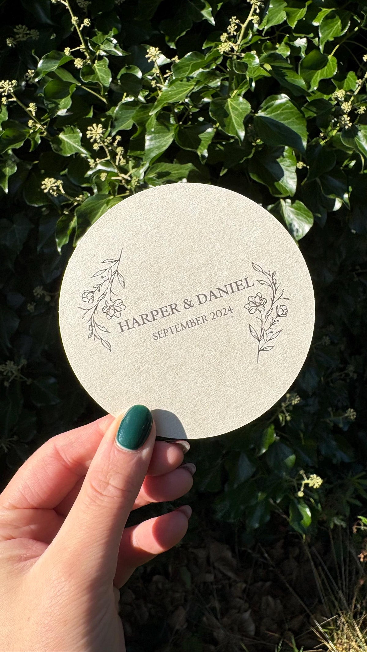 Personalised Wedding Coasters, Custom Wedding Beer Mats, Floral Wedding Favour Coasters, Names And Date Coasters