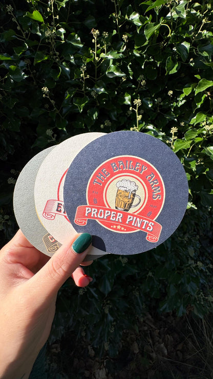 Personalised Pub Coasters, Custom Bar Beer Mats, Home Bar Gift, Funny Beer Coasters, Party Drink Mats