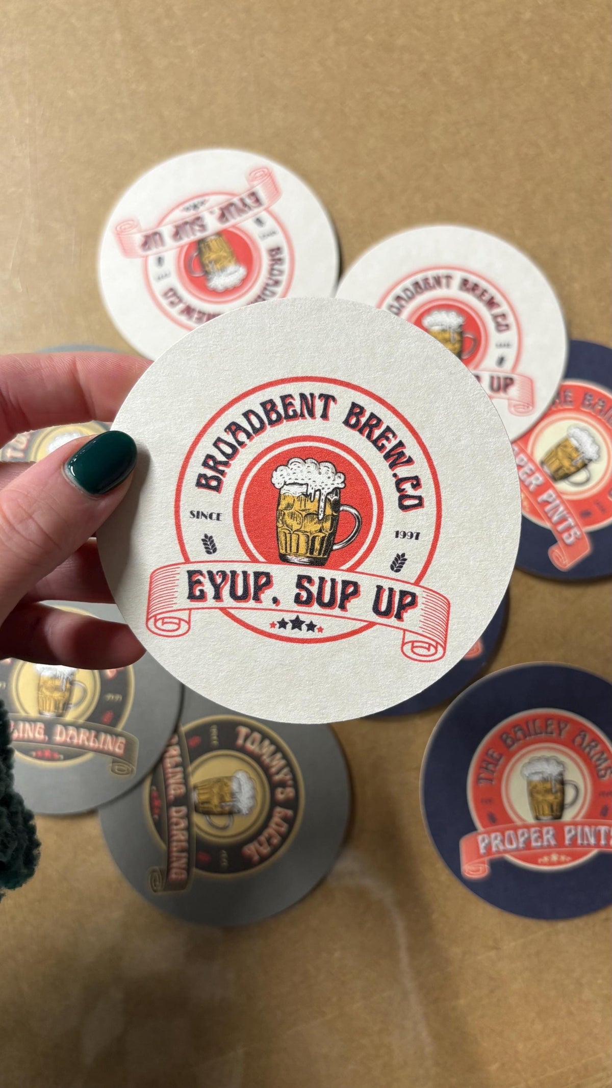 Personalised Pub Coasters, Custom Bar Beer Mats, Home Bar Gift, Funny Beer Coasters, Party Drink Mats