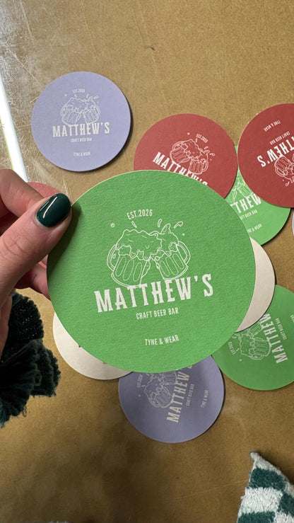 Personalised Craft Beer Bar Coasters, Custom Beer Mats, Home Bar Gift, Pub Style Party Coasters, Beer Lover Gift