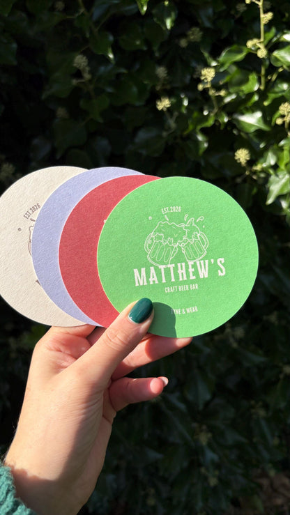 Personalised Craft Beer Bar Coasters, Custom Beer Mats, Home Bar Gift, Pub Style Party Coasters, Beer Lover Gift