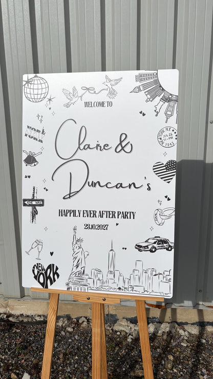 Personalised New York Wedding Welcome Sign – NYC