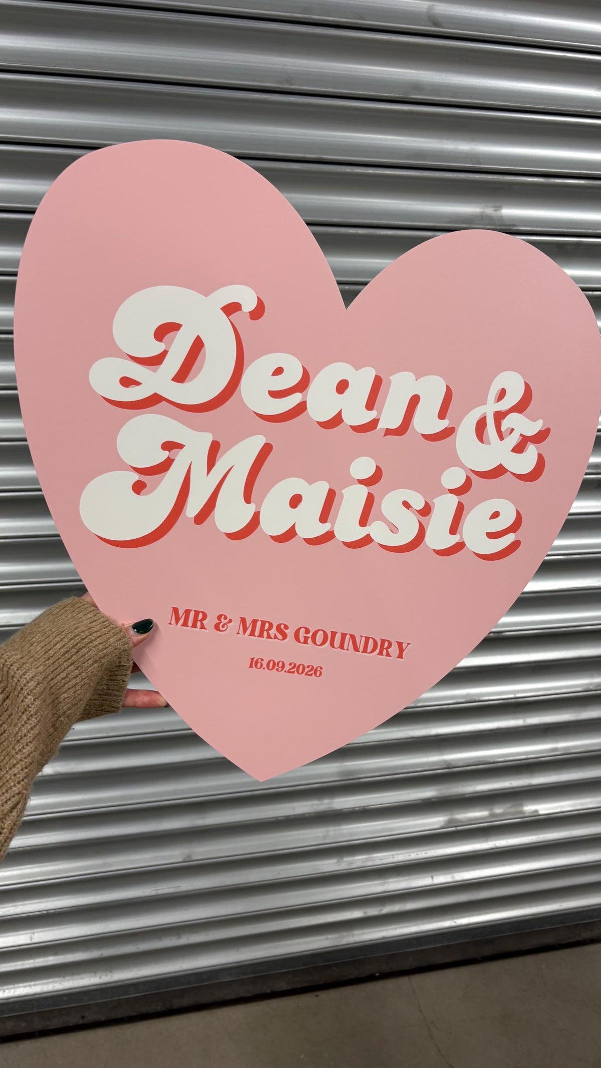 Personalised Retro Heart Wedding Sign, Custom Foam Board Wedding Decor, 70s Inspired Wedding Sign, Groovy Wedding Welcome Board