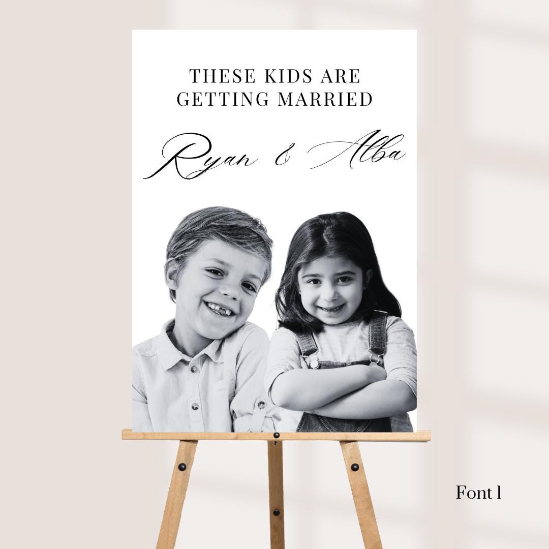 These Kids Are Getting Married Sign, Personalised Wedding Welcome Board, Photo Wedding Board, Rehearsal Dinner Sign