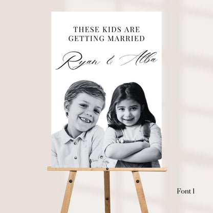 These Kids Are Getting Married Sign, Personalised Wedding Welcome Board, Photo Wedding Board, Rehearsal Dinner Sign